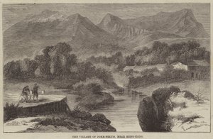 Hong Kong yakınlarındaki Poke-Felum Köyü (gravür) by English School