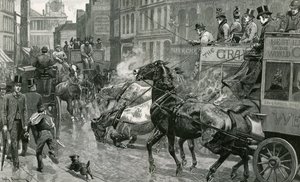 Londra sokaklarının savaşı - kaygan bir günde Ludgate Tepesi by English School