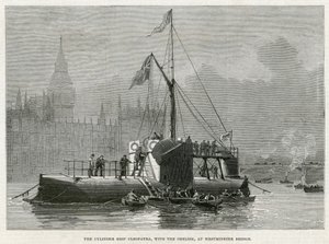 Silindir gemi Kleopatra, dikilitaş ile Westminster Bridge