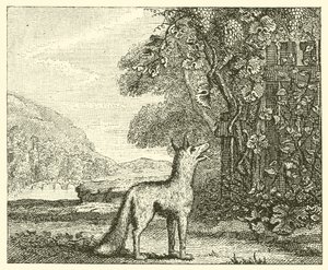 Tilki ve üzüm (gravür) by English School