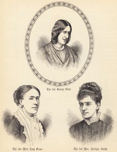 Merhum George Eliot, Merhum Bayan Lucy Crane, Merhum Bayan Adolphe Smith (gravür) by English School