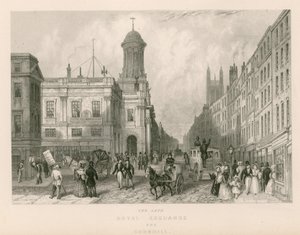 Geç Royal Exchange ve Cornhill, Londra by English School
