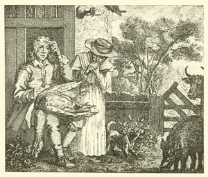 Adam ve kazı (gravür) by English School