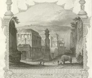 Kayaya oyulmuş Kailah Tapınağı, Ellora, Hindistan by English School