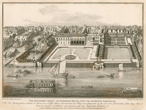 Geniş bahçeleriyle Somerset House'un güney cephesi by English School
