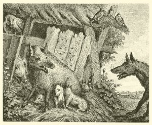 Dişi domuz ve kurt (gravür) by English School