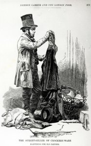 Eski giysilerle takas edilen çanak çömlek satan sokak satıcısı, 1840 dolayları by English School