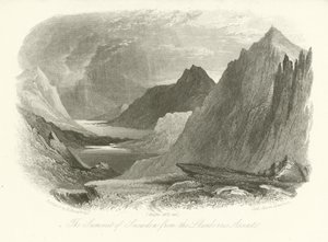 Llanberis tırmanışından Snowdon zirvesi, Galler by English School