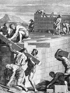 Galyalılar arasındaki şehirlerin duvarları, Cornelis Huyberts tarafından oyulmuş alternatif Taş ve Kiriş dizilerinden inşa edilmiştir, William Duncan tarafından İngilizce