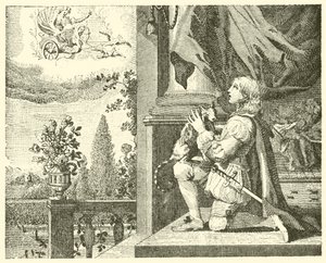 Genç adam ve kedisi (gravür) by English School