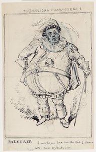 Tiyatro Karakterleri 1: Falstaff, c.1825 (kağıt üzerinde kalem ve mürekkep) by English School