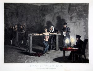Engizisyonun Üçüncü Derecesi İşkence, gravür LC Stadler, pub. Cadell & Davies, Londra, c.1813 (renkli gravür) by English School