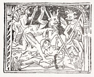 Üçüncüsü: Lazarus cehennemde gördüklerini anlatıyor - insanların iki ucu keskin kılıçlarla delindiği çok karanlık bir mağara by English School