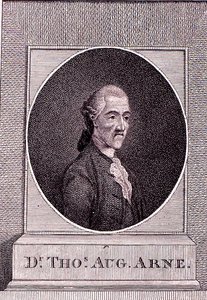Thomas Augustine Arne (1710-78) (gravür) by English School