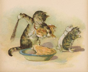 Üç Küçük Yavru Kedi Eldivenlerini Kaybetti (kromolitho) by English School