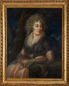 On Sekizinci Yüzyıl Elbiseli Bir Hanımın Üç Çeyrek Boy Portresi (pastel) by English School