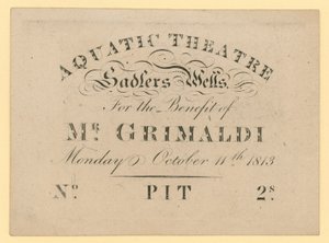 Bay Grimaldi yararına Su Tiyatrosu bileti, 11 Ekim 1813 by English School