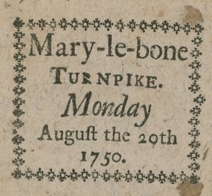 Mary-le-Bone Turnpike bileti by English School