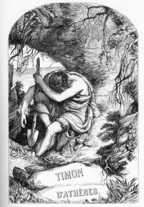 Atinalı Timon (Atinalı Tymon'ın Hayatı) - “” William Shakespeare'i Tamamlıyor”” da İllüstrasyon 1866 - Bu baskının çizimleri ve genel biçimi, Londra'da yayınlanan Cassell'in resimli Shakespeare'inden ödünç alınmıştır. by English School