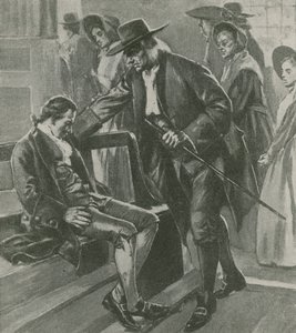 Yorgun ve aç, Benjamin Franklin bir Quaker toplantı evinde uykuya dalar by English School