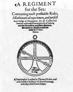 William Bourne tarafından yazılan A Alayı için Deniz için Başlık Sayfası, 1574 dolaylarında yayınlandı (tipo ve gravür) by English School