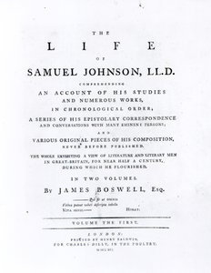 Başlık sayfası, James Boswell (1740-1795) tarafından yazılan The Life of Samuel Johnson