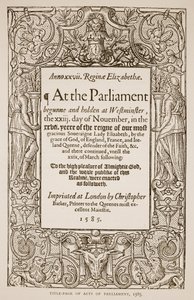Christopher Barker (1528-99) tarafından basılan Parlamento İşleri