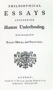 David Hume, 1748 (basılı) tarafından İnsan Anlayışına İlişkin Felsefi Denemeler Başlık Sayfası by English School