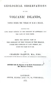 Charles Darwin, 1844 (basılı kağıt) tarafından Volkanik Adalarda Jeolojik Gözlemler başlığı sayfası by English School