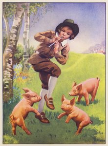 Tom, Tom, Kavalcının Oğlu ve Üç Küçük Domuz (renkli taş baskı) by English School