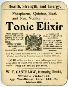 Tonik İksir etiketi, erken (lito) by English School