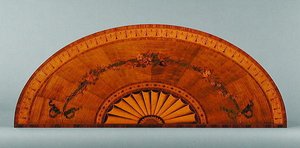 Bir Demi-Lune masasının üstü, c.1775 (kakma tavuskuşu ve saten ağacı) (ayrıca bkz. 222396) by English School