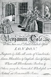 Ticaret Kartı, Benjamin Cole, Londra tüccarı (gravür) by English School
