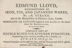 Ticaret kartı, Edmund Lloyd by English School