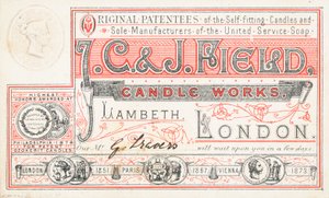 Ticari kart, J C ve J Field Candle Works by English School