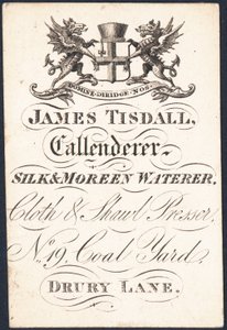 Ticaret kartı, James Tisdall by English School