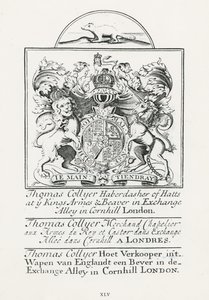 Thomas Collyer için ticari kart, Cornhill Haberdasher by English School