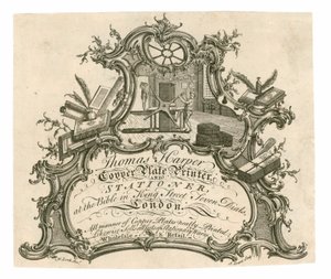 Thomas Harper, bakır levha yazıcı ve kırtasiye için ticari kart by English School