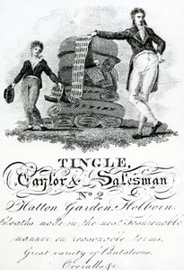 Tingle, Taylor ve Salesman, No 2 Hatton Garden, Holborn için ticaret kartı (gravür) by English School