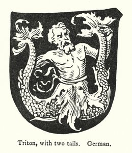 Triton, iki kuyruklu, Almanca (gravür) by English School