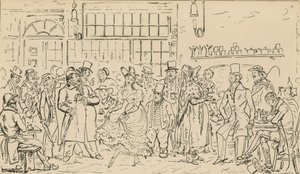 Muhtemelen Cock and Hen Club ile ilgili tanımlanamayan sahne by English School