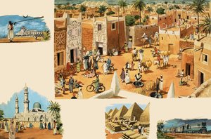 Unidentified scenes of Egypt, including Ancient Egypt and pyramids by English School