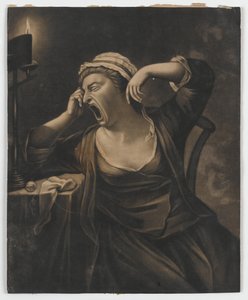 İsimsiz (esneyen kadın), c.1780 (mezzotint) by English School