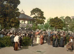 Valley Gardens, Harrogate, pub. 1900 (renkli taşbaskı) by English School