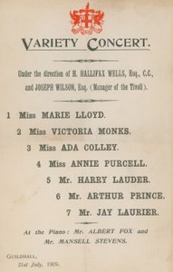 Marie Lloyd ve diğerlerinin oynadığı Variety Konseri by English School