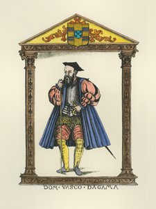 Vasco da Gama (c.1469-1525) (gravür) (daha sonra renklendirme) by English School