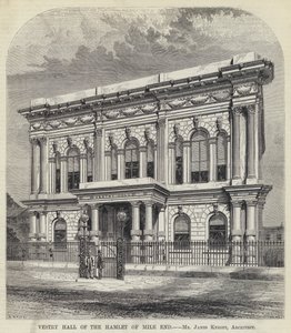 Mile End Hamletinin Vestry Hall (gravür) by English School