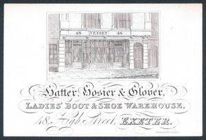 Veysey, şapkacı, çorap ve eldiven, ticari kart by English School