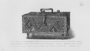 Victoria ve Albert Müzesi: Tabut, bakır yaldızlı ve emaye kaplı, İngiltere Armorial Shields, Angoulesme, Valence, Pembroke Kontu, Dreux Duke of Brittany ve Brabant, İngilizce, muhtemelen William veya Aymer de Valence için yapılmış, yaklaşık 1290- 13 by English School