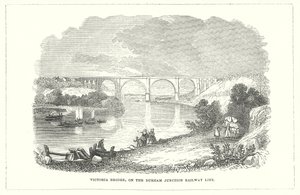 Victoria Köprüsü, Durham Junction Demiryolu Hattı üzerinde (gravür) by English School
